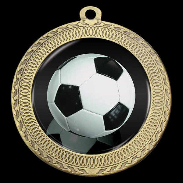 Medal with a soccer ball design on a white background